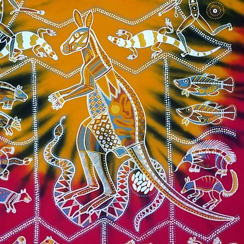 Churinga Australia Aboriginal Art Tie dye Size XL Vintage 90s - Picture 4 of 16